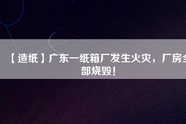 【造紙】廣東一紙箱廠發(fā)生火災(zāi)，廠房全部燒毀！